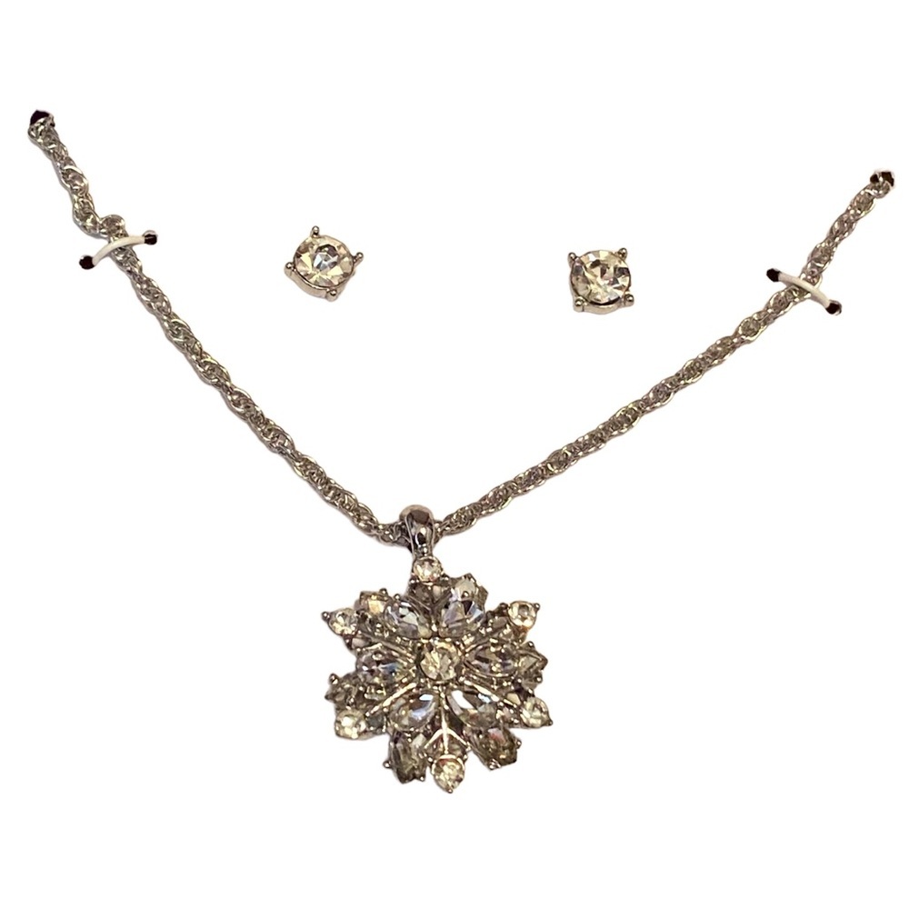 {Charter Club} Snowflake Rhinestone Necklace & Earring Giftset